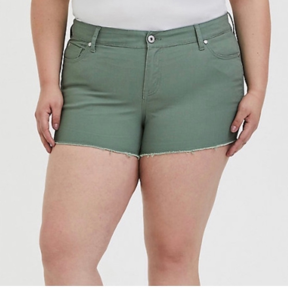 Torrid Denim Shorts-Stretch Light Olive Green,‎ 16
